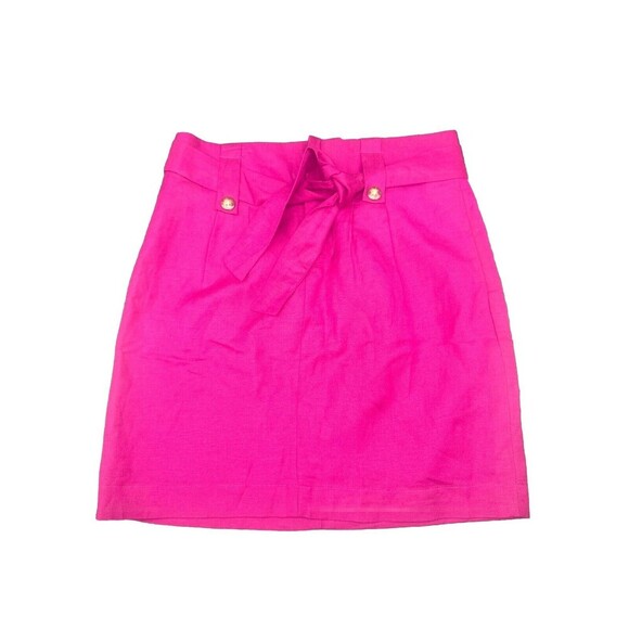 Banana Republic Women’s PINK Lined Linen Short Belted Waist Skirt Size 2 NWT - Picture 1 of 8